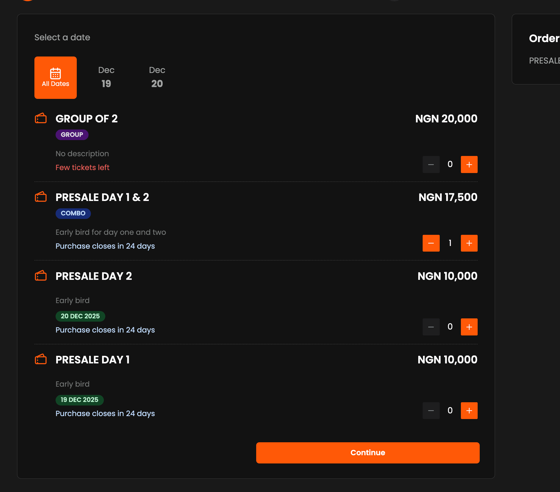 Wide Ticket Range